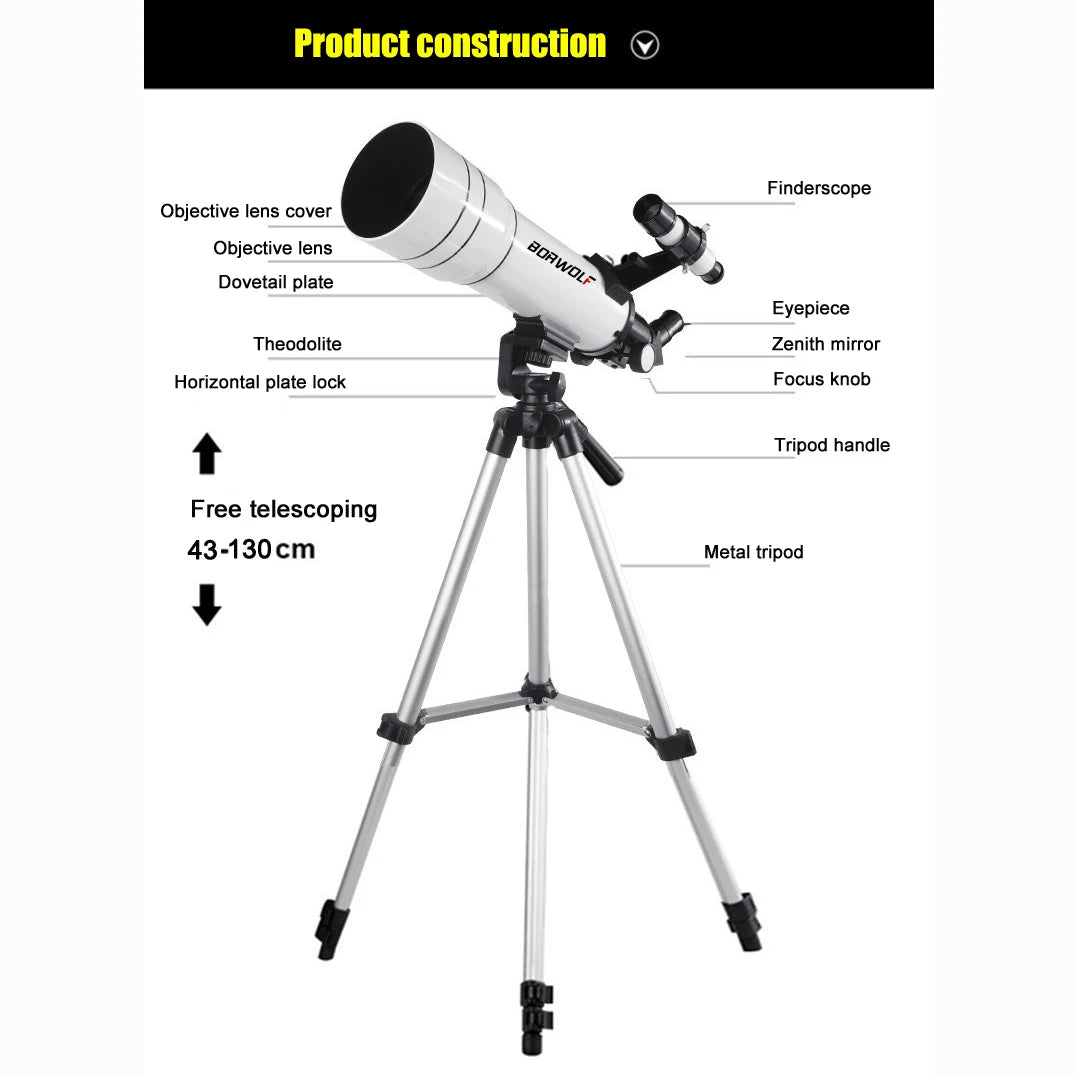 BORWOLF 40070 Professional High-definition Astronomical Telescope 333X To See The Moon and Stars Bird Watching Monocular