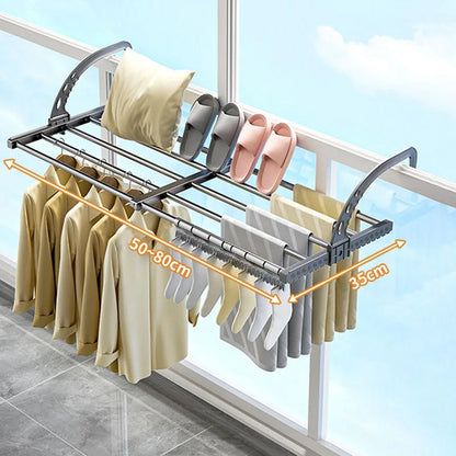 Foldable Clothes Drying Rack Stainless Steel for Balcony Bedroom Drying Shoes Clothes Towel Organizer Window Shoe Storage Shelf