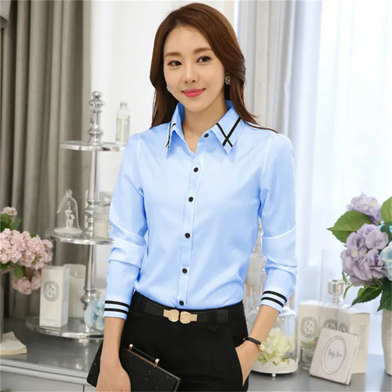 Korean Fashion Women Shirts White Shirt Women Long Sleeve Shirts Tops Office Lady Basic Shirt Blouses Woman Blouse Spring Autumn