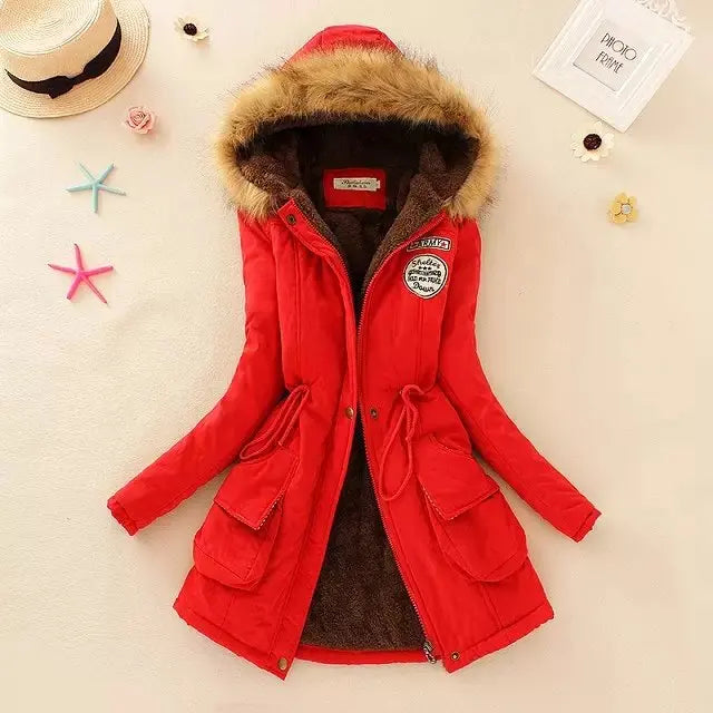 2024 New Autumn Winter Women Cotton Jacket Padded Casual Slim Coat Emboridery Hooded Parkas Wadded Warm Overcoat