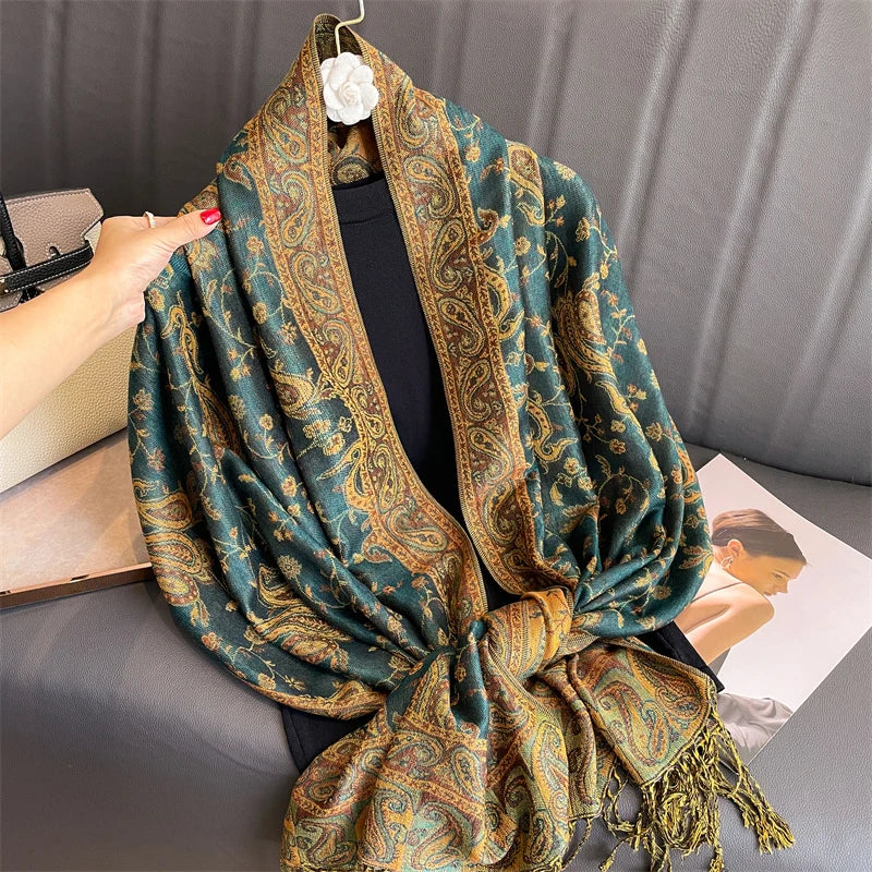 Bohemia Pashmina Hijab Scarf Long Muslim Cashmere Shawl Female Foulard Soft Turban Head Wraps For Women Headband Luxury Brand