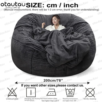 LooX OTAUTAU© 200cm Giant Bean Bag Sofa Bed Slipcover No Stuffed Fluffy Big XXL Beanbag Chair Recliner Pouf Seat Puff Couch Furniture