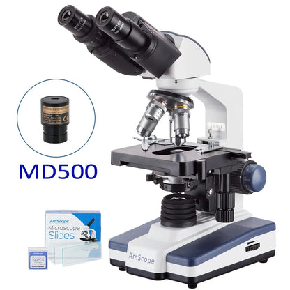 AmScope 40X-2500X LED Lab Binocular Compound Microscope with 3D-Stage