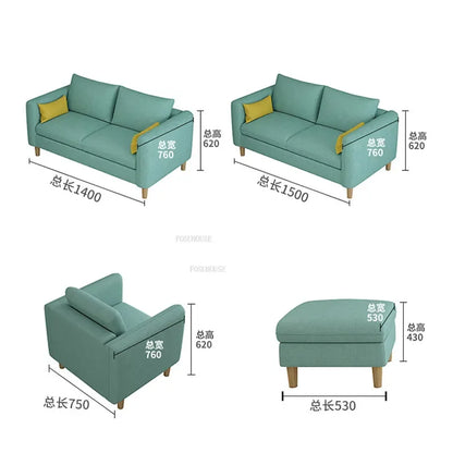 Minimalist Living Room Sofas Fabric Home Furniture Nordic Small Apartment Two-seat Sofa Lazy Balcony Armrest Sofa chair N