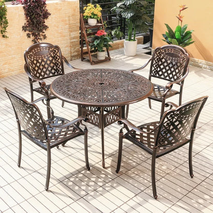 2024 Newest Outdoor Patio Dining square table Chairs Metal cast aluminium Round Table Furniture for Garden Yard