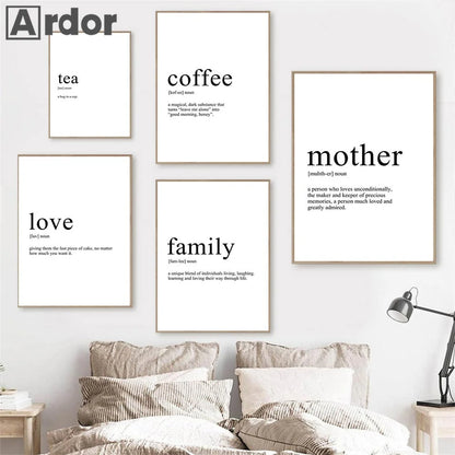 Home Mother Travel Love Family Definition Quotes Wall Art Canvas Painting Nordic Posters And Prints Pictures Living Room Decor