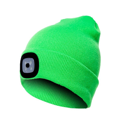 Led Light Knitted Hat Warm Elastic Beanie Autumn Winter Outdoor Sports Night Hiking Fishing Camping Glow Bonnet Unisex Headlight