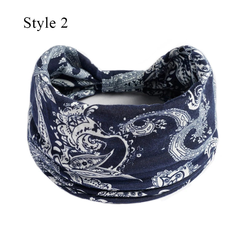 Boho Knot Turbans Yoga Elastic Head Wrap Women Headband Wide Hairbands Headwear Floral Bandanas Fashion Hair Band Accessories