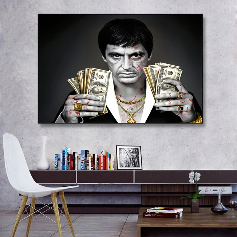 Modern Gangster Movie Scarface Posters Prints Tony Montana Money Canvas Painting Portrait Wall Art Pictures Living Room Decor