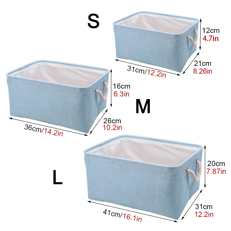 Foldable Linen Fabric Storage Baskets kids toys organizer Clothes and sundries storage box Laundry Basket