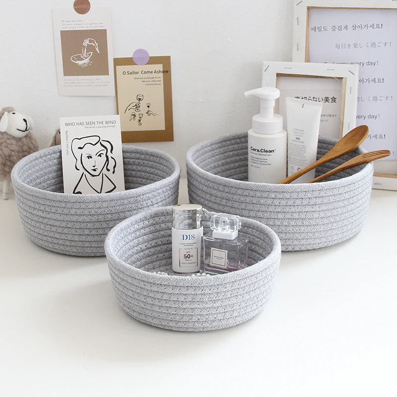 Sundries Storage Baskets Cartoon Hand Woven Kids Toys Desktop Organizer Box Tassels Laundry Baskets Makeup Cosmetic Accessories