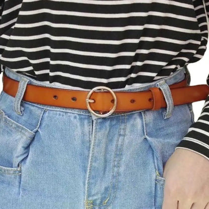 NEW High-end Round Women Belt Fashion Waist Belt Leather Metal Buckle For Ladies Leisure Dress Jeans Decoration Waistband