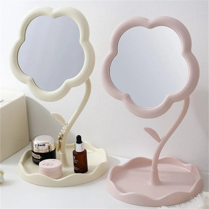 Desktop Makeup Mirror Sunflower Shaped Cute Dressing Mirror Detachable Hanging Jewelry High-definition Makeup Mirrors Home Decor