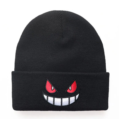 Mouth Eyes Embroidery Elasticity Cartoons Beanie Winter Keep Warm Fashion Autumn Crimping Woman Men Knitted Hat Skull Cap