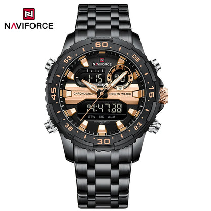 Original Brand NAVIFORCE Quartz Watch For Men  Sports Stainless Steel Strap Wrist Watches Waterproof Analog Digitals Clock 2024