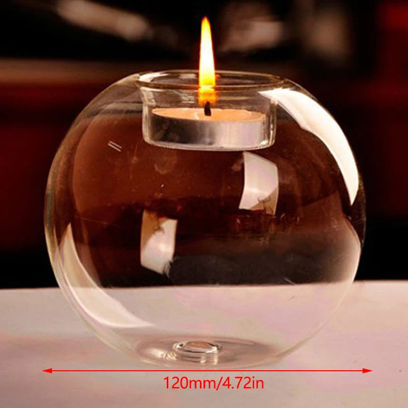 European Round Hollow Glass Candle Holder Wedding Banquet Bar Party Candlestick Holder Home Table Decoration Ornaments