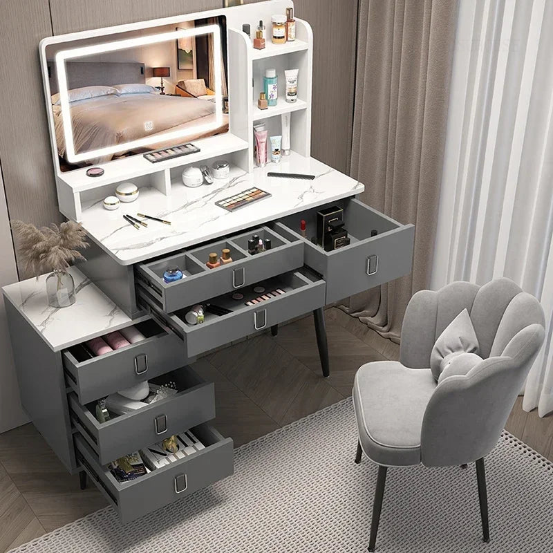 New Artificial Board Dressing Table for Dressing Room Modern Integrated Dresser with Light Simple Luxury Dressers for Bedroom