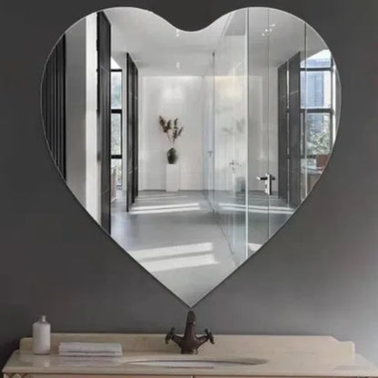 11.81 Inch Heart-shaped Irregular Bathroom Acrylic Shatterproof Mirrors, Non Glass Wall Mirror Decor for Bedroom, Living Room