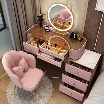 Glass Dressers  Bedroom Furniture Luxury Dressing Table with Mirror Home Vanity Makeup Table Storage Cabinet z