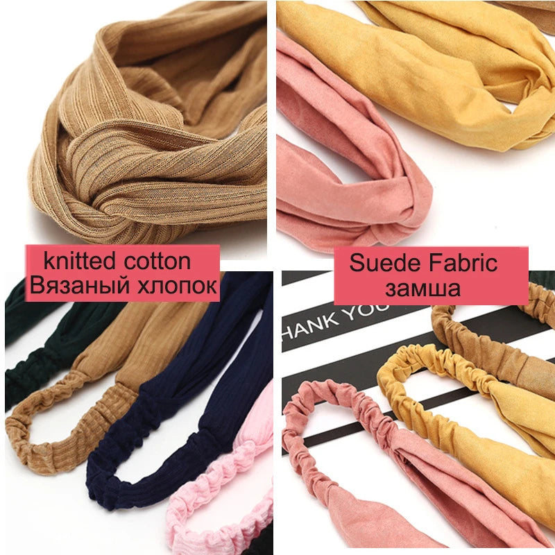 Women Headband Cross Top Knot Elastic Hair Bands Soft Solid Color Girls Hairband Hair Accessories Twisted Knotted Headwrap