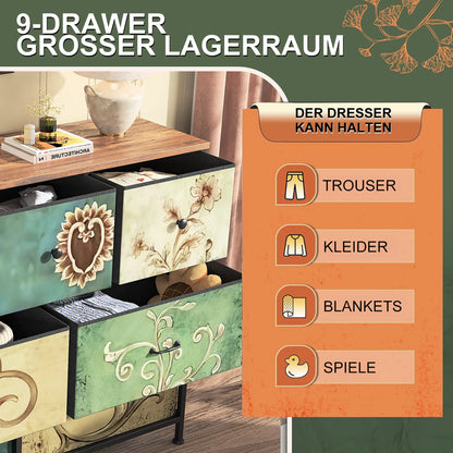 Bohemian Chest of Drawers with 7 Fabric Drawers, Sideboard with Fabric Drawers, Drawer Cabinet for Living Room Bedroom Hallway