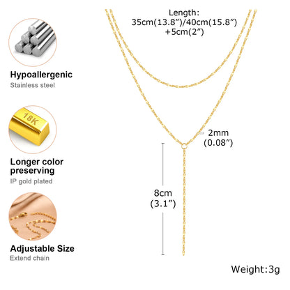 2024 Stainless Steel Lip Chain,Double Layered Fringe Necklace,Gold Color Chaoker Fashion Jewelry Long Neckalce Sets for Women