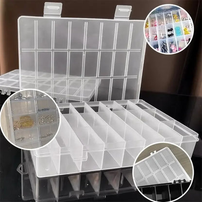 24 Grids Compartment Plastic Storage Box Jewelry Earring Box Bead Screw Container Home Storage Case Display Organizer Container