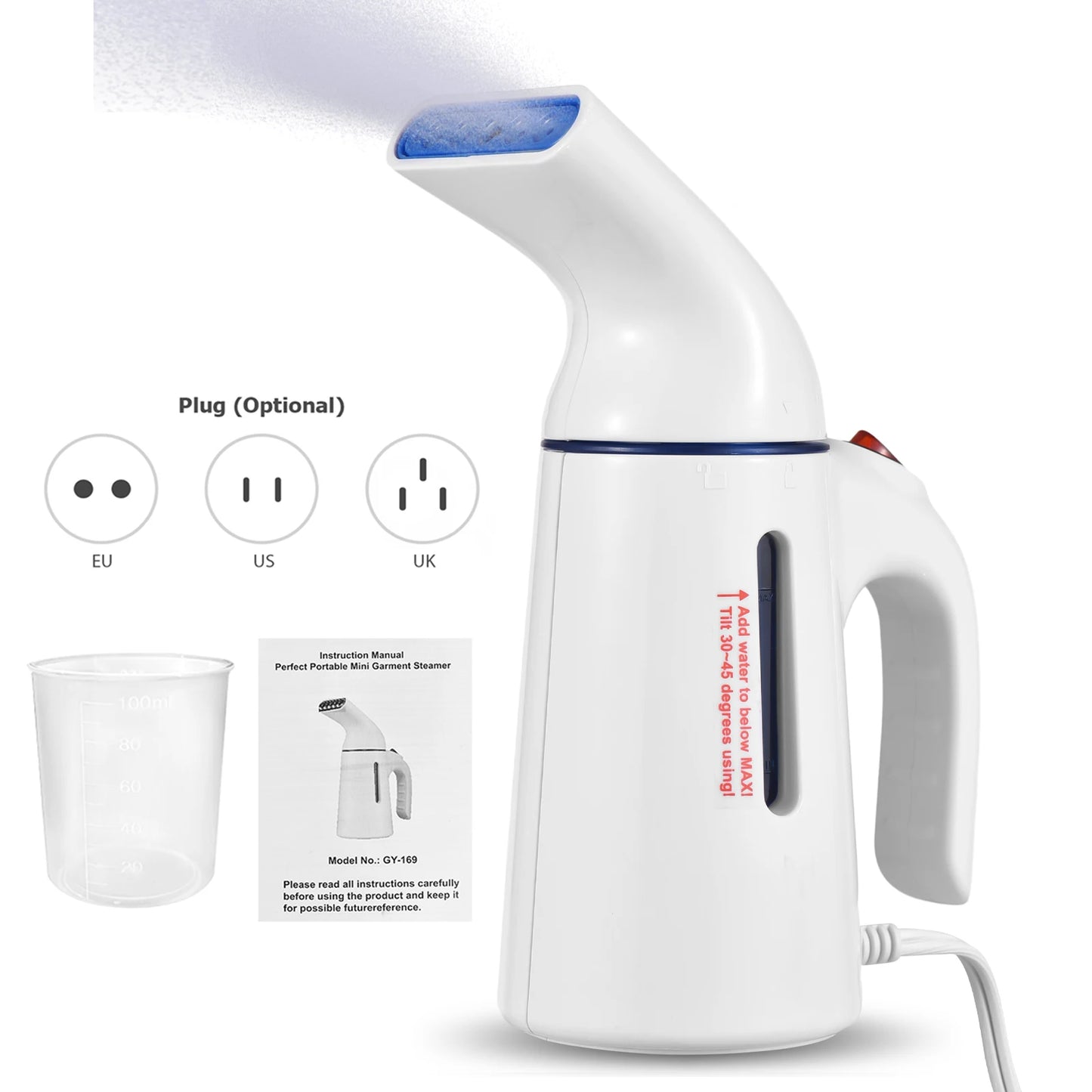 Portable Handheld Garment Steamer 120ml Capacity 700W Auto Shut-Off Steamer for Clothes Removes Wrinkles on Clothes and Fabric