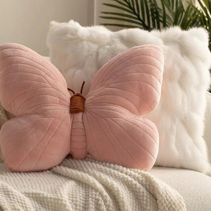 Butterfly Pillow Throwing Pad Short Plush Cushion Cute Girl Pink Toy for Bedroom Sofa Home Decoration Home Textile Cushion