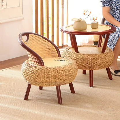 Vine Woven Chairs Household Small Chairs Courtyard Low Stools  Balcony Back  Garden Furniture Single Person Rattan Chairs