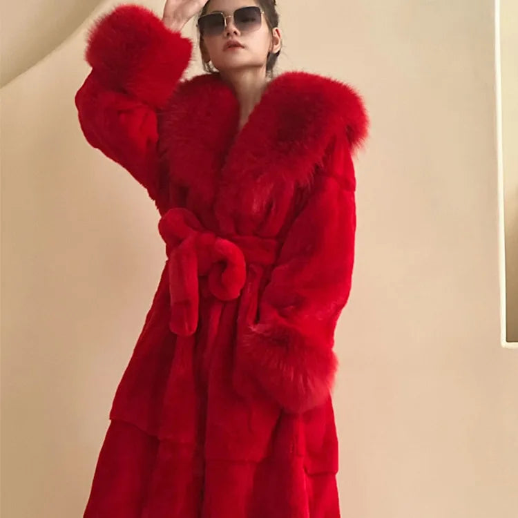 Winter Women Long Faux Fur Coat Thick Warm Mink Fur Jacket Feather Coats Oversized Outerwear Fur Collar Luxury Women's Clothing