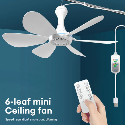 Usb Ceiling Fan 6-blade Silent Electric Fan 4-speed Ceiling Fan Outdoor Hanging Camping Tent Fan Cooling Tools