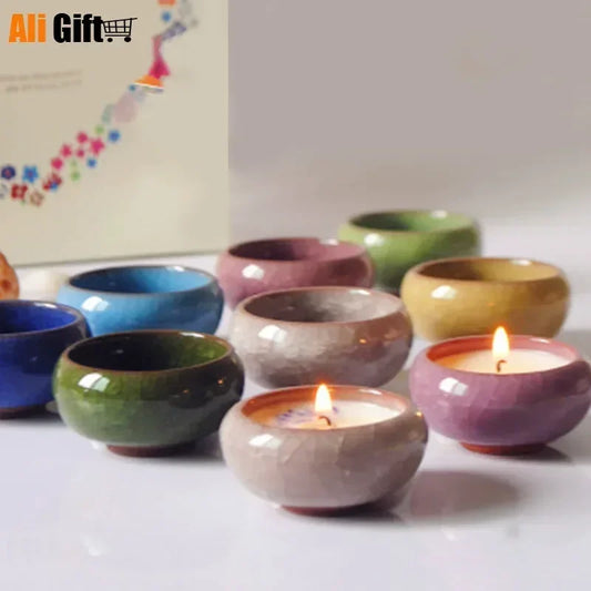 Handmade Ice Crack Ceramic Candlestick  DIY Decorative Candle Holders for Home Party Wedding