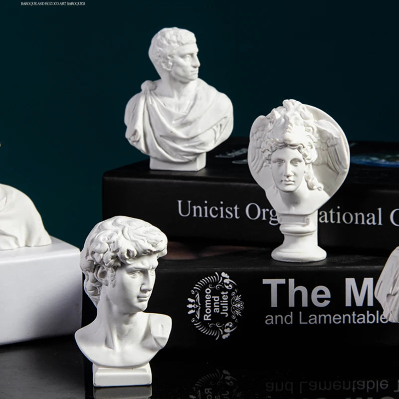 1Piece Nordic Sculpture Greek Mythology Plaster Statue David Resin Figure Portraits Bust Mini Gypsum Drawing Practice Crafts