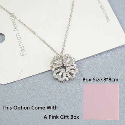 2023 Lucky Four-leaf Clover Necklace Women Magnet Heart Pendant Necklace Clavicle Chain Charm Wedding Jewelry Anniversary Gift