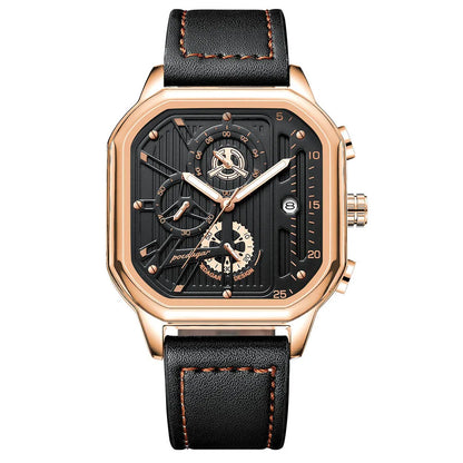 POEDAGAR Luxury Casual Men's Watch Fashion Sports Chronograph Leather Watches Waterproof Luminous Military Men Wristwatch Gift