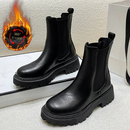 2024 Chelsea boots new thick-soled women's winter shoes for women autumn fashion thick-soled short boots for women