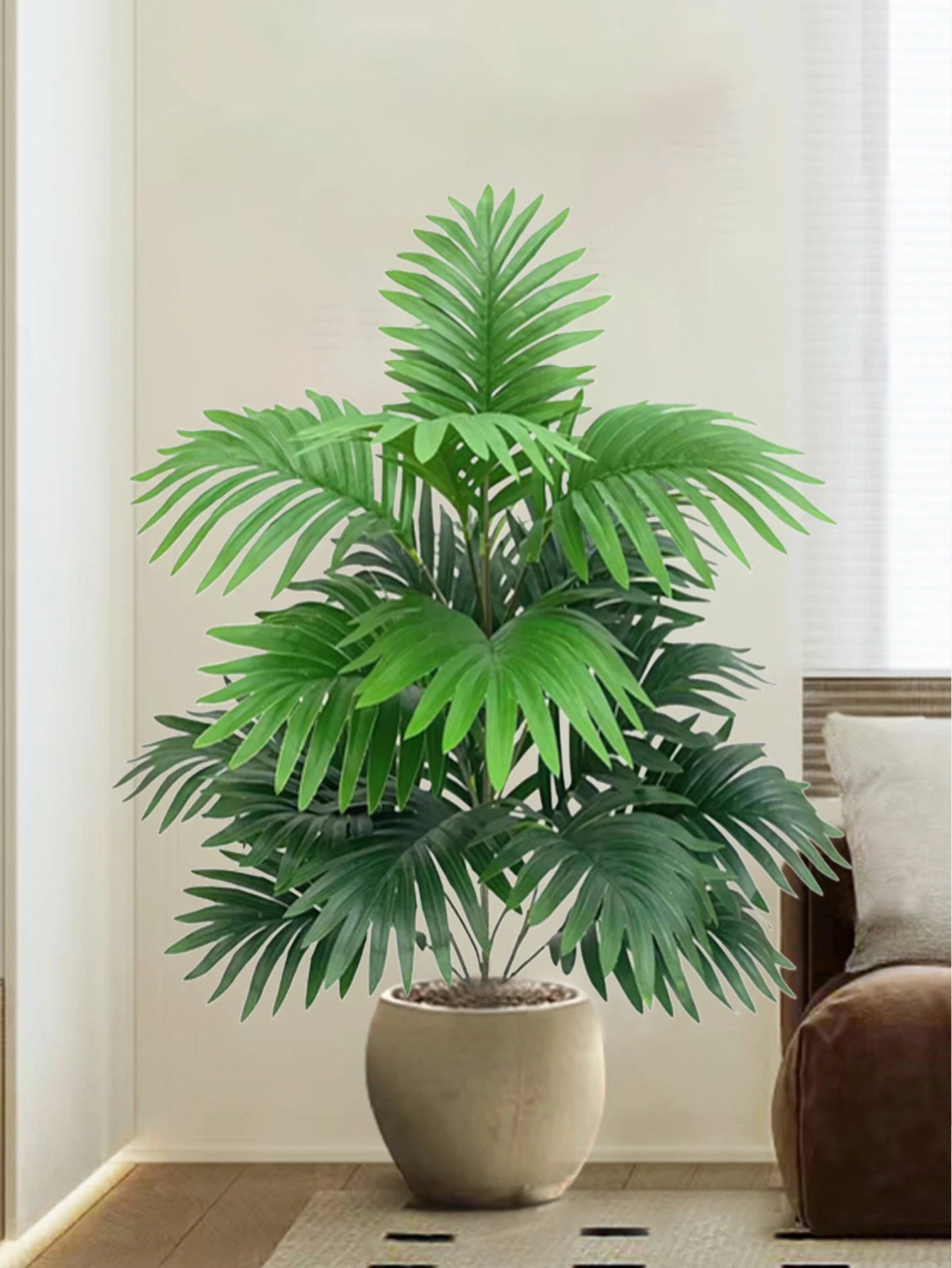 70-80cm Large Artificial Palm Tree Tropical Green Leaves Fake Plants Plastic Monstera Faux Tree Branch for Home Kitchen Decor