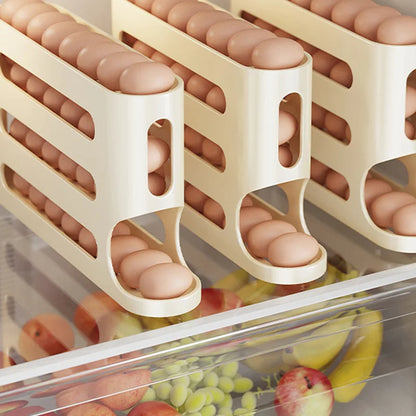 4 Layers Automatic Rolling Holder Rack Fridge Eggs Storage Box Container Kitchen Refrigerator Egg Dispenser Fridge Egg Organizer