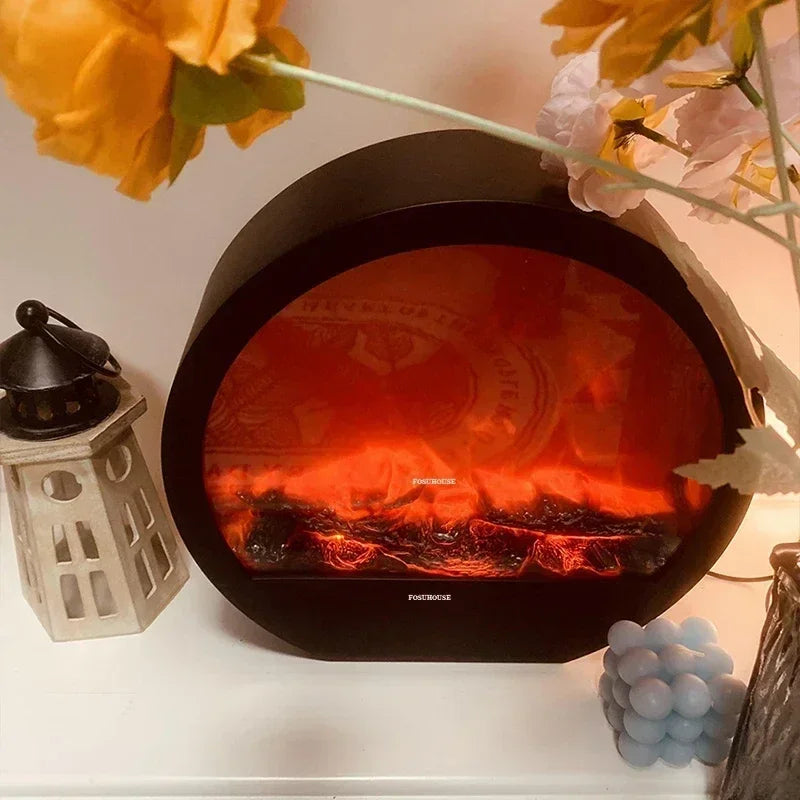 Modern Simulation Electric Fireplaces Room Ornaments Flame Atmosphere Light Decoration Nordic Home Decoration Indoor Fake Stove