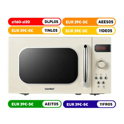 Comfee Microwave in Retro Style / Retro Microwave Oven with 8 Auto Menus, 5 Cooking Power Levels, Express Cooking Button, 20 L