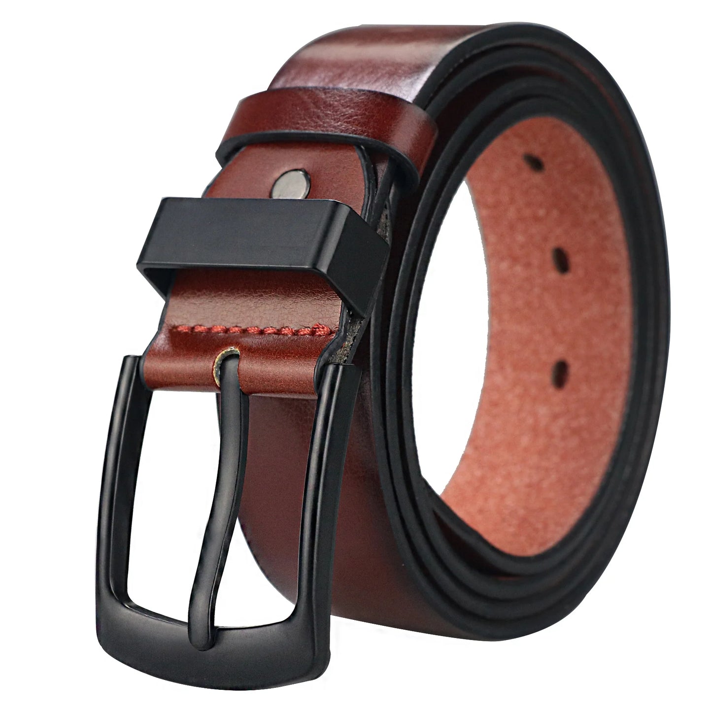 Maikun Men's Vintage Casual Belt Black Pin Buckle Student Versatile Leather Wide Belt