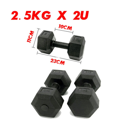 Hex dumbbells 2 pcs, 2KG 5KG 7.5KG 10KG, vinyl coated hexagonal dumbbells for strength training, gym at home for men and women, bodybuilding weight set