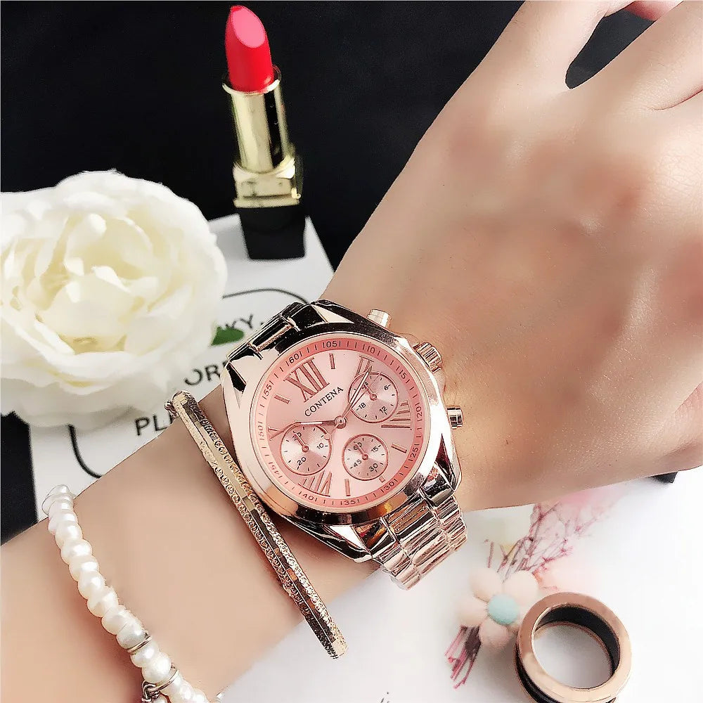 New Creative Watch Women Watches Luxury Rose Gold Quartz Ladies Watches Stainless Steel Bracelets Wristwatches Reloj Mujer