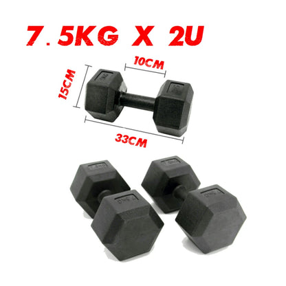 Hex dumbbells 2 pcs, 2KG 5KG 7.5KG 10KG, vinyl coated hexagonal dumbbells for strength training, gym at home for men and women, bodybuilding weight set