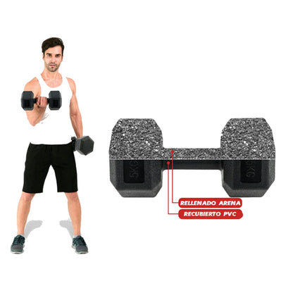 Hex dumbbells 2 pcs, 2KG 5KG 7.5KG 10KG, vinyl coated hexagonal dumbbells for strength training, gym at home for men and women, bodybuilding weight set