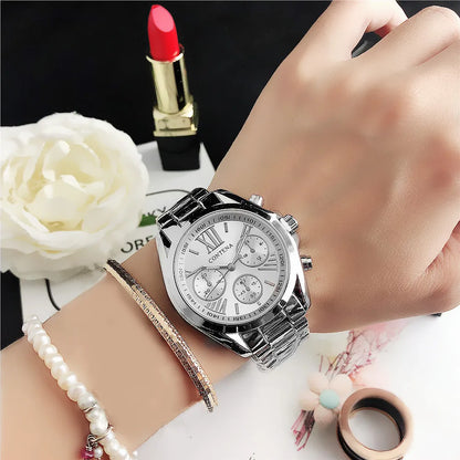 New Creative Watch Women Watches Luxury Rose Gold Quartz Ladies Watches Stainless Steel Bracelets Wristwatches Reloj Mujer